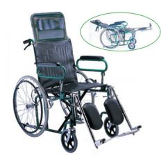 902GC Coating Steel Foldable Frame, High Back, Movable Armrest, Footrest, Solid Rear Wheel, Hand Rim