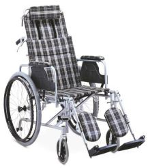 954LGC Chair Frame, Reclining High Back, Detachable Headrest & Elevating Footrest, Solid Castors, Plastic Hand Rim