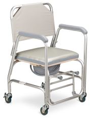 Chair Frame, Fixed Armrest & Footrest, Solid Rear Castor with Lock, Commode Seat