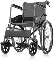 Coated Frame Rest, Fixed Foot Rest, Castor Solid Rear Wheel, Handle with Brake