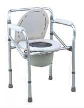 HC 894 Foldable Steel Frame, Commode Seat with Lid and Bucket, Fixed Armrest