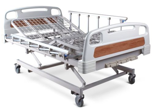 Manual Three Functions Bed - Metal Net Panel, Powder Coating Steel Frame, Pedal Locking Castors